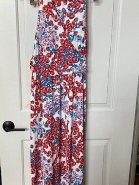 Tracey Negoshian Jersey Knit Tie Neck Sleeveless Maxi Dress Size-M